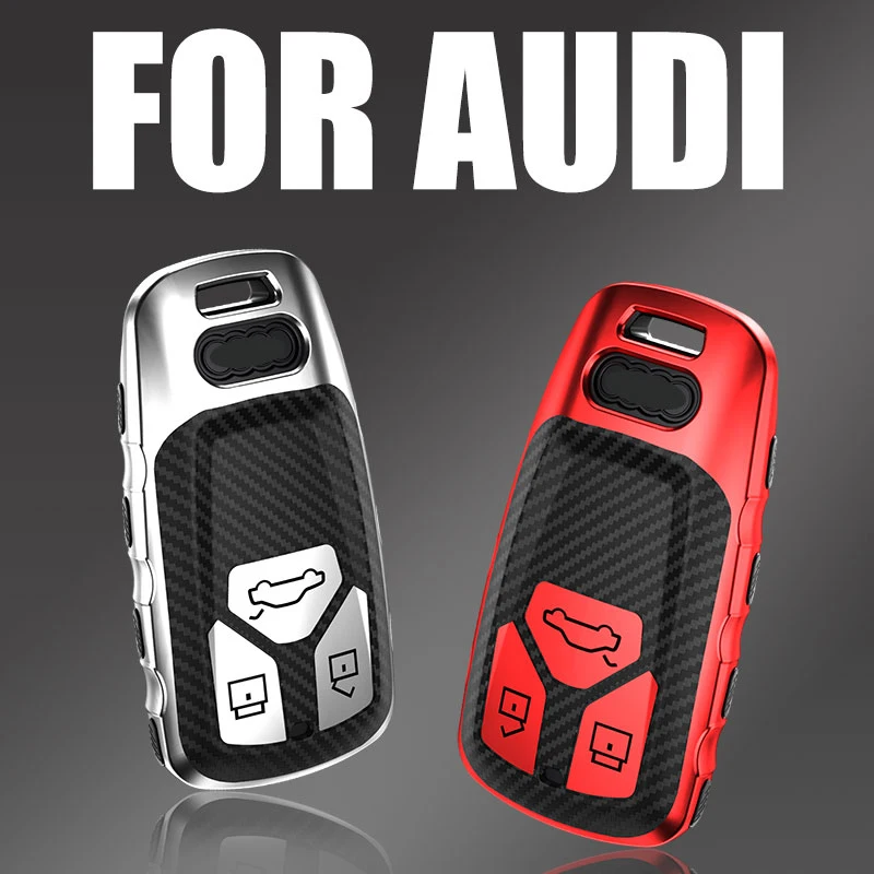 

TPU Carbon fiber Car Key Case Cover For AUDI A4 B9 A5 Q5 Q7 TT TTS 8S 2016 2017 Key Fob 2016 2017 2018 2019 Keychain