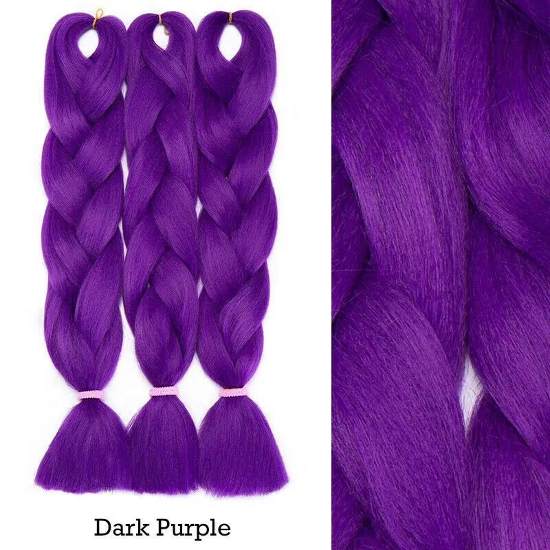 24inch Braiding Hair Jumbo Braids Synthetic Extension For Women Box Braid Hairstyles Pure Color Purple Blue Blonde 100g - купить по