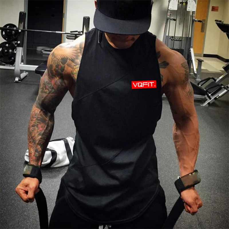 

Workout New Tank Tops Men Brand Gyms Cotton Fitness Stringer Fashion Clothing Bodybuilding Loose Open Side Sleeveless Shirt Vest