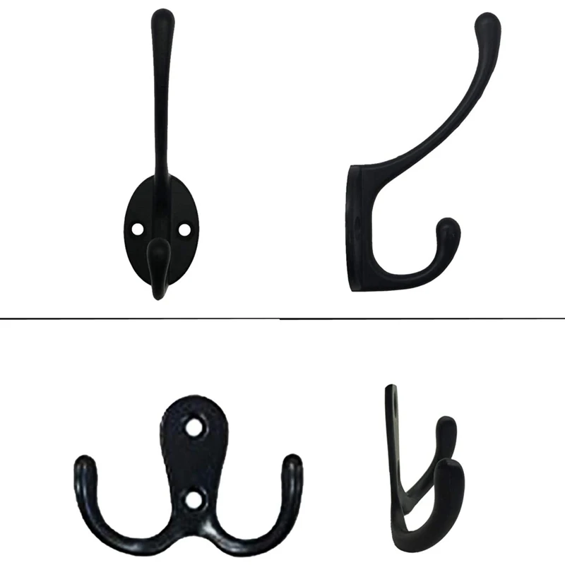 

15 Pieces Double Prong Robe Hook Cloth Hanger and 10 Pieces Heavy Duty Dual Coat Hooks Wall Mounted with Screws-ABUX