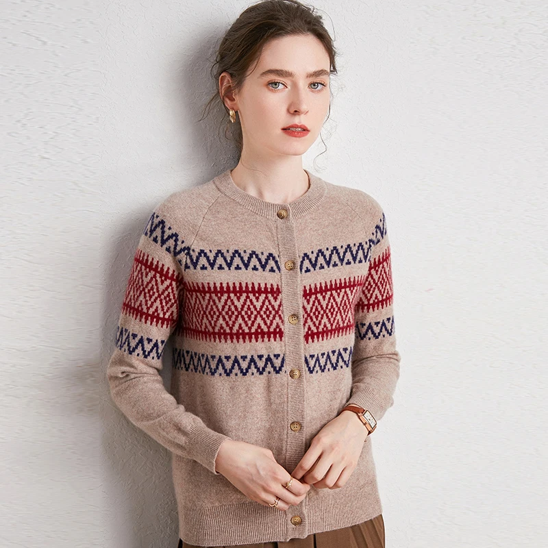 

MERRILAMB 2020 Новый женский кардиган высокого качества шерсть компьютерная вязка повседневные топы с круглым вырезом в этническом стиле внешний...