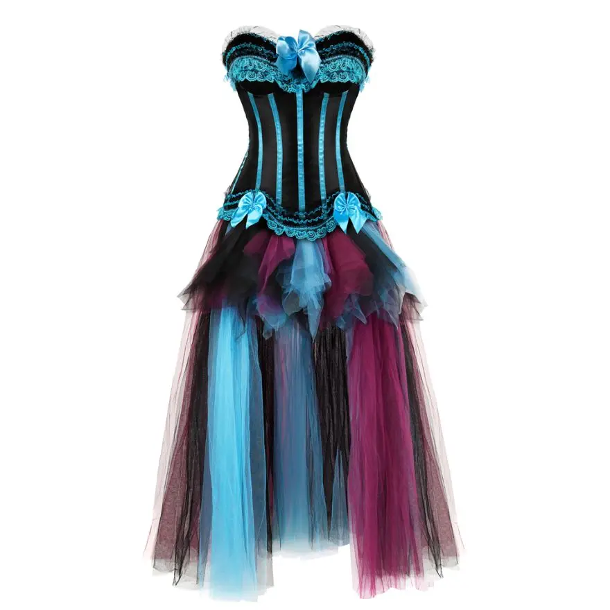 Robe Corset en Satin et dentelle pour femmes  Sexy  Vintage  Bustier  Lingerie  haut avec Burleque