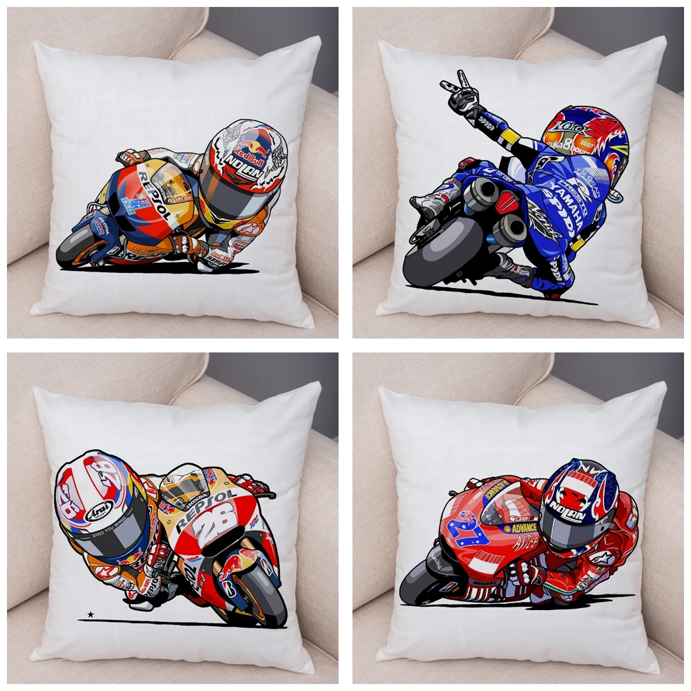 

Pillow Super Soft Short Plush Cartoon Sport Motorcycle Cushion Cover Mobile Bike Pillow Covers Case for Sofa Home Pillowcase