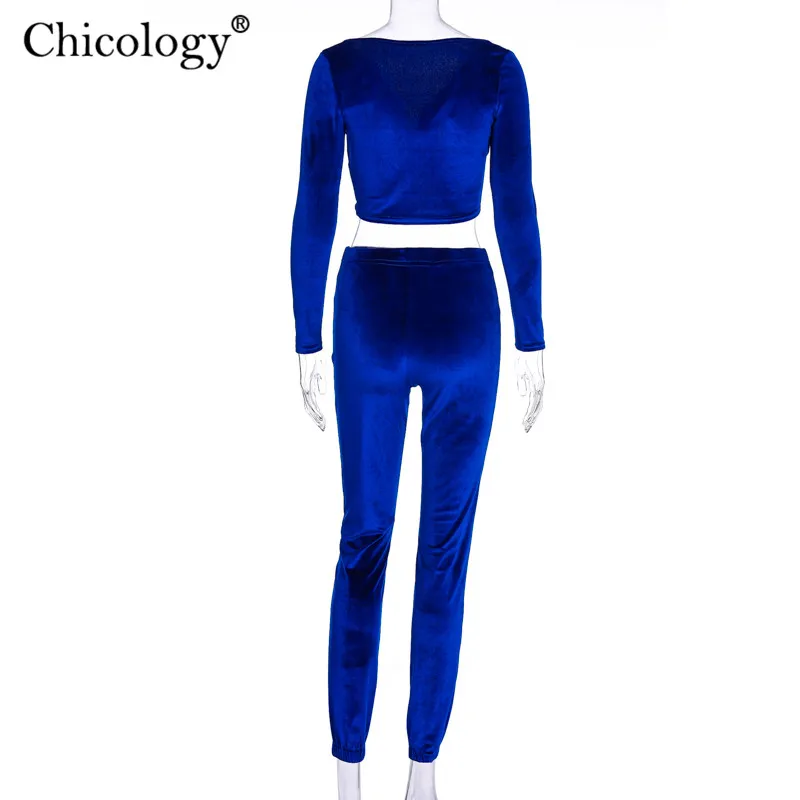 Женский бархатный неоновый комплект Chicology из двух предметов укороченный Топ с