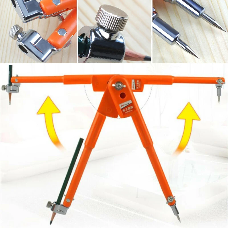 

Woodworking Marking Scribing Precision Steel Pencil Compass Tool 45/75cm Radius