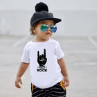 Детская футболка Born to Rock, для мальчиков и девочек, унисекс, детская одежда, модная Стильная Детская летняя футболка с коротким рукавом и графическим рисунком, топы
