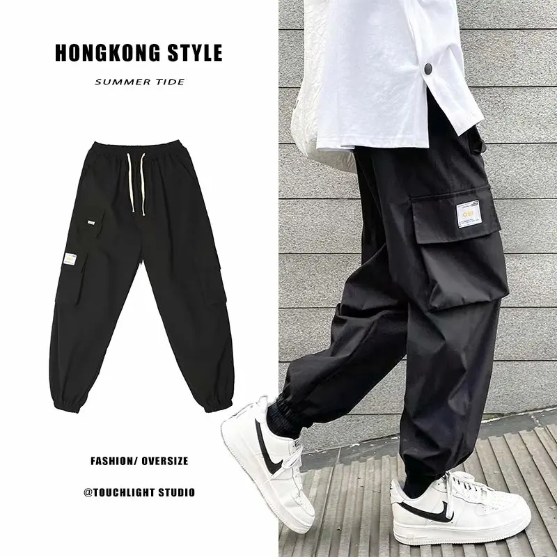 

Spring functional overalls men's high street fashion brand ins versatile loose legged pants men's trend casual pants 2021