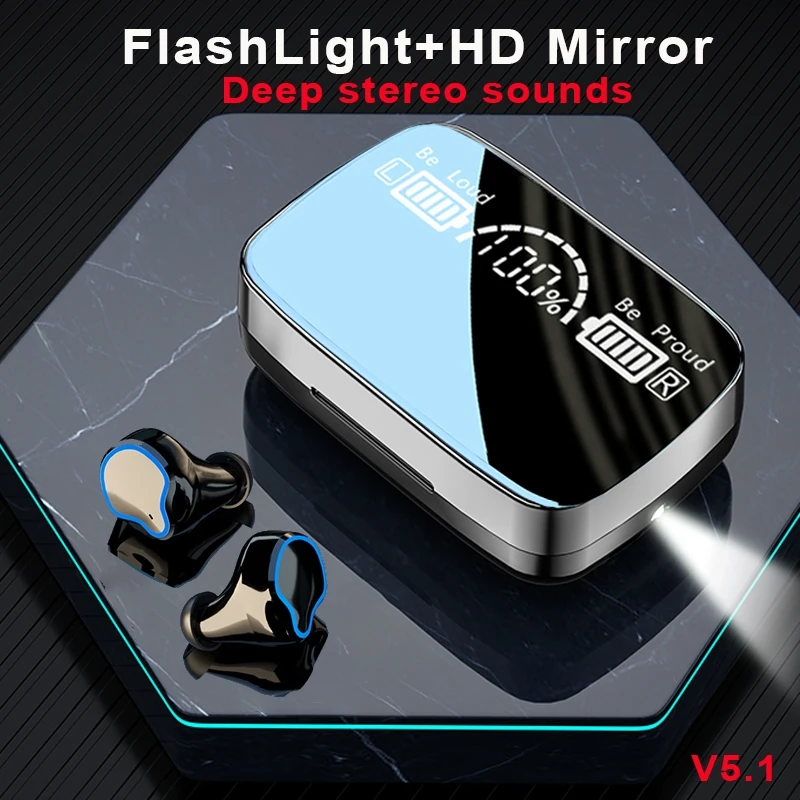 

Flashlight TWS Wireless Earbuds Bluetooth-compatible Earphones Deep Bass Stereo Earphone blutooth For