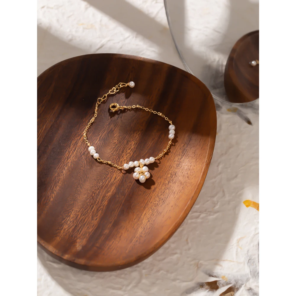 Браслеты Yhpup из натурального жемчуга в форме цветка медная цепочка | Украшения и