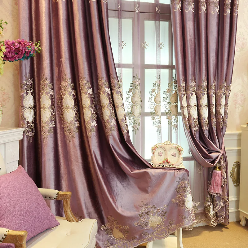 Высококачественные итальянские бархатные вышитые шторы фиолетовые Свадебные