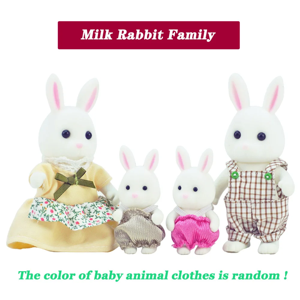 

1/12 Doll House Furniture Forest Animal Family Miniatures Animal Figurines Milk Rabbit Family Diy Montessori Toys For Girls Gift