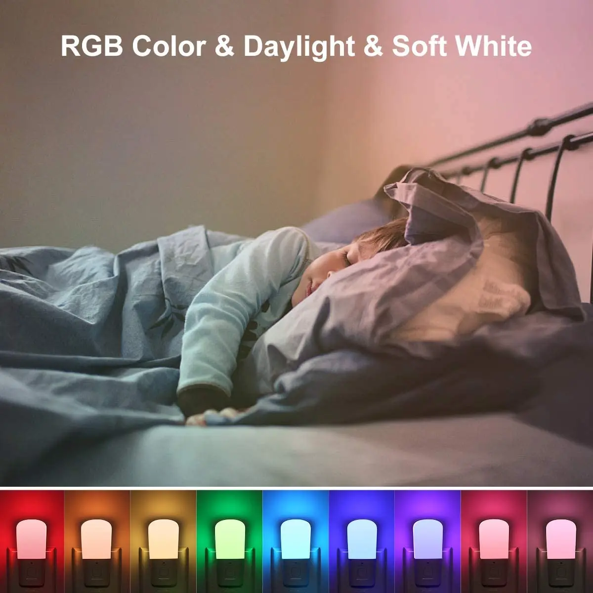 

RGB 9-Color Changing Dimmable Bright LED Night Light with Remote Cold Soft White Light Plug in Night Light for Kids
