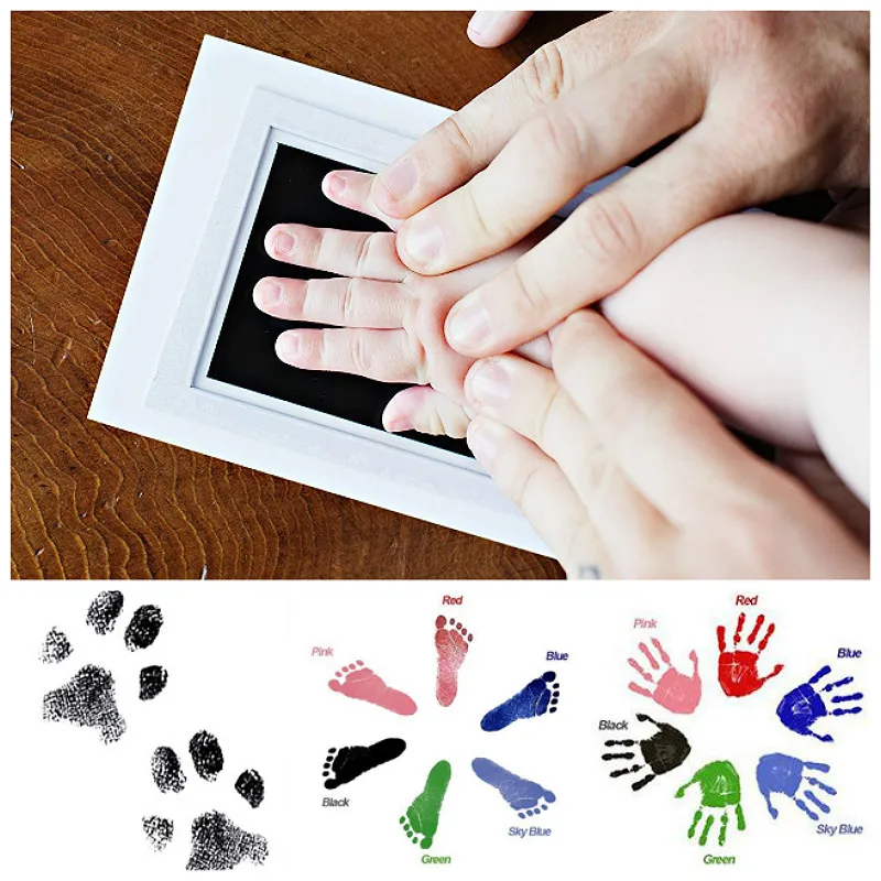 

Safe Non-toxic Baby Footprints Handprint No Touch Skin Inkless Ink Pads Kits for 0-6 months Newborn Pet Dog Paw Prints Souvenir