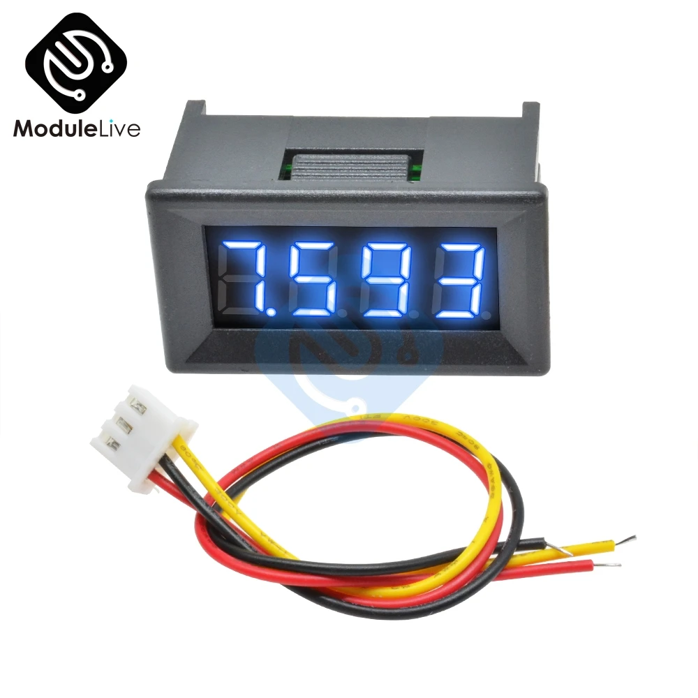 Blue with Case 0.36 inch 0.36'' Mini Digital Voltmeter Volt Voltage Meter LED Panel Electric Voltage Tester 3 Wires 12V 24V 48V DC 0-100V 4 Bit - Цвет: Blue with Case
