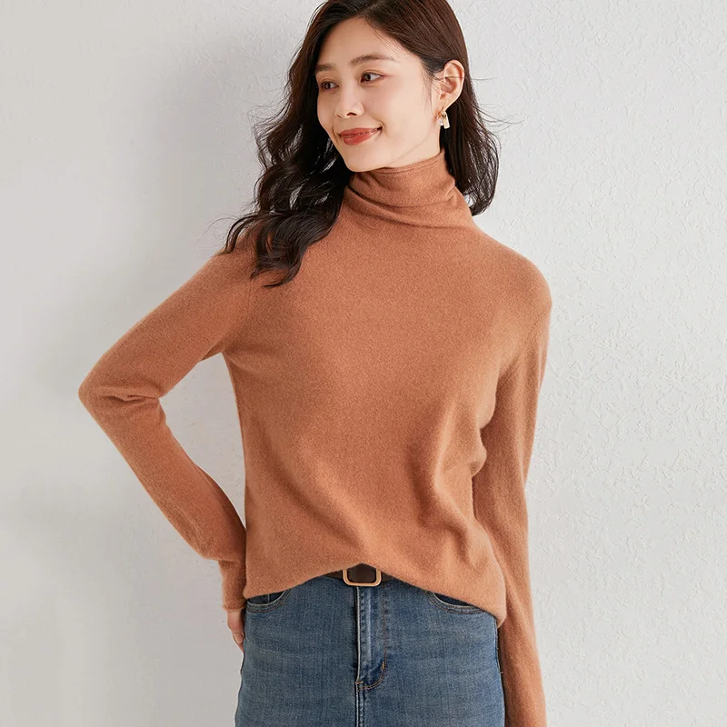 

adohon 2021 woman winter 100% Cashmere sweaters and autumn knitted Pullovers High Quality Warm Female thickening Turtleneck