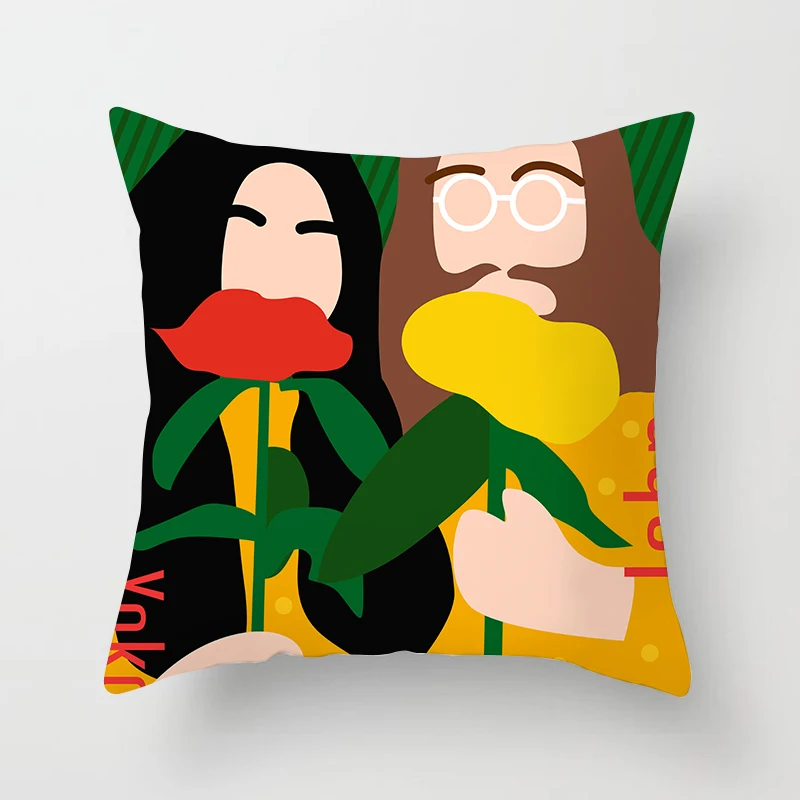

Cartoon Cute Throw Pillow Case Painting Oil Cartoon Cushion Covers for Home Sofa Chair Decorative Pillowcases