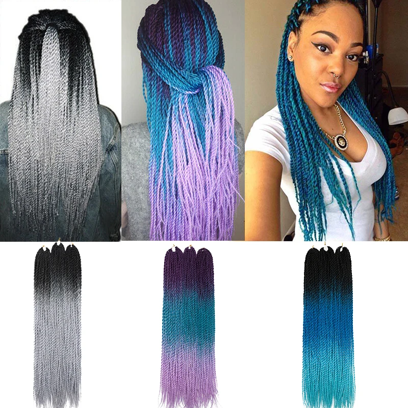 BENEHAIR Senegalese Twist Hair Crochet Braids Synthetic Braiding Extensions 30 Roots/pack Ombre For Women |