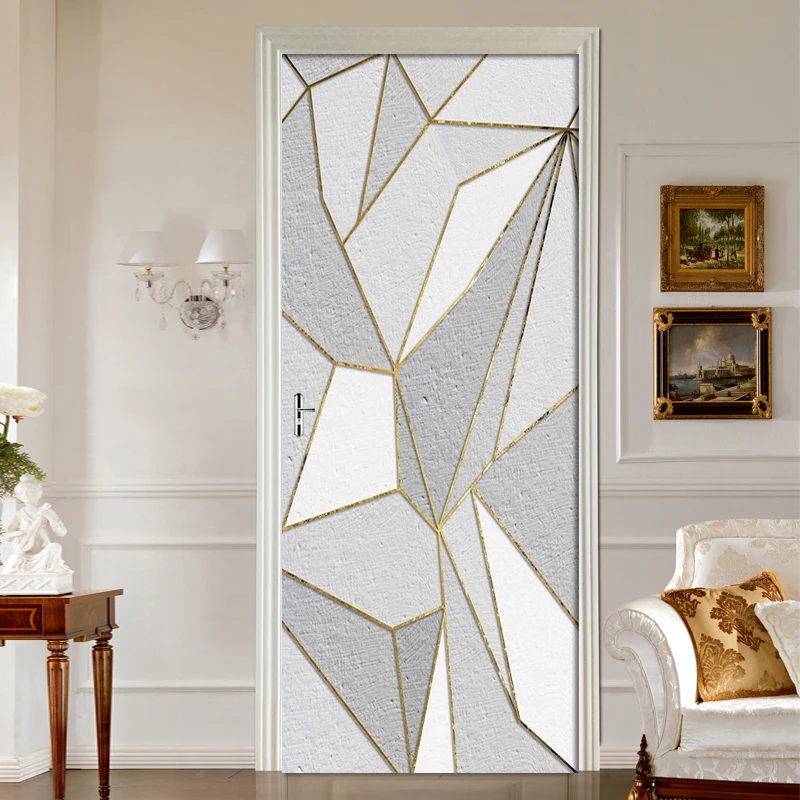 2 шт./компл. персональные геометрические золотые линии 3D наклейки на стену