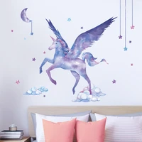 romantic starry sky unicorn wall stickers for kids room nursery removable vinyl wall decals children room decor wall murals