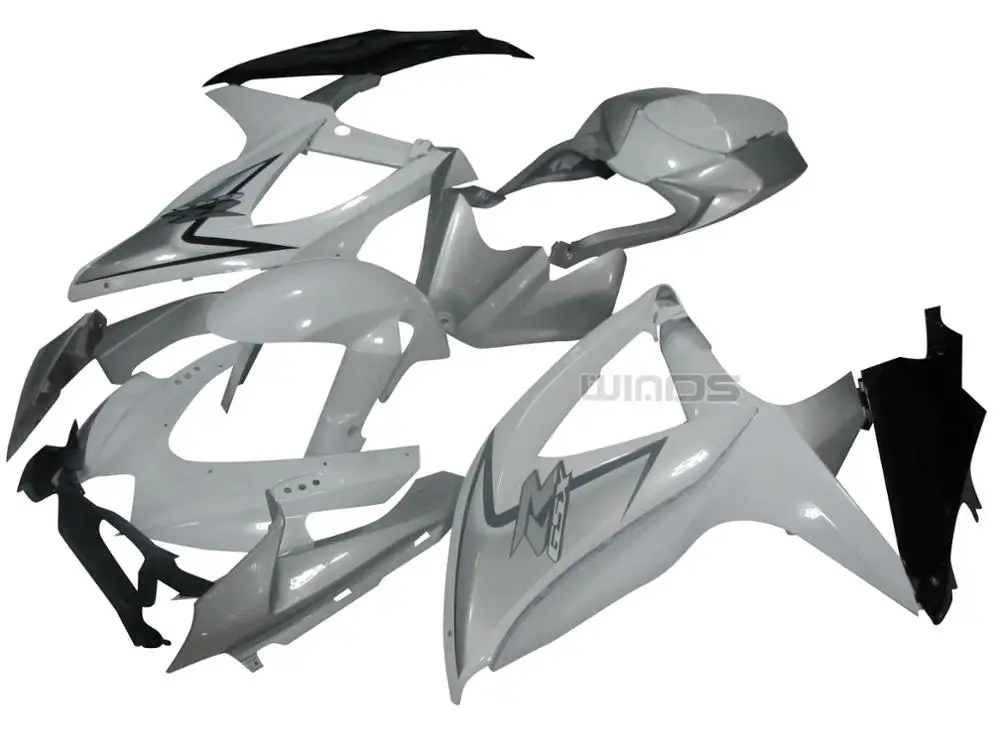 

For Suzuki GSXR600 GSXR750 K8 2008-2010 ABS Plastic Injection Body Fairing Kit White Black Silver