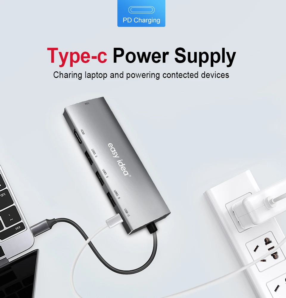 USB концентратор типа C разветвитель 3 0 HDMI VGA порт для MacBook Pro эспандер адаптер Type
