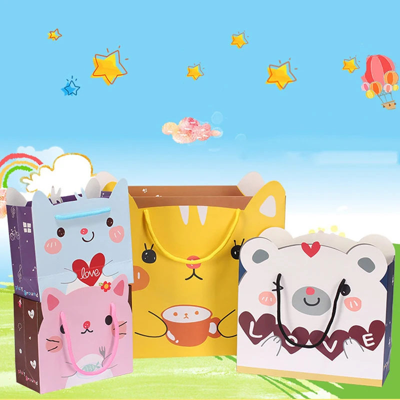 Большие бумажные подарочные пакеты с ручками детские на день рождения