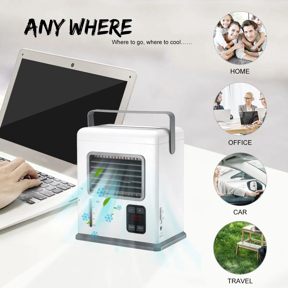 

Rechargeable Portable Handheld Air Conditioner Conditioning USB Mini Air Cooler Digital Display Air Cooling Fan For Office Home