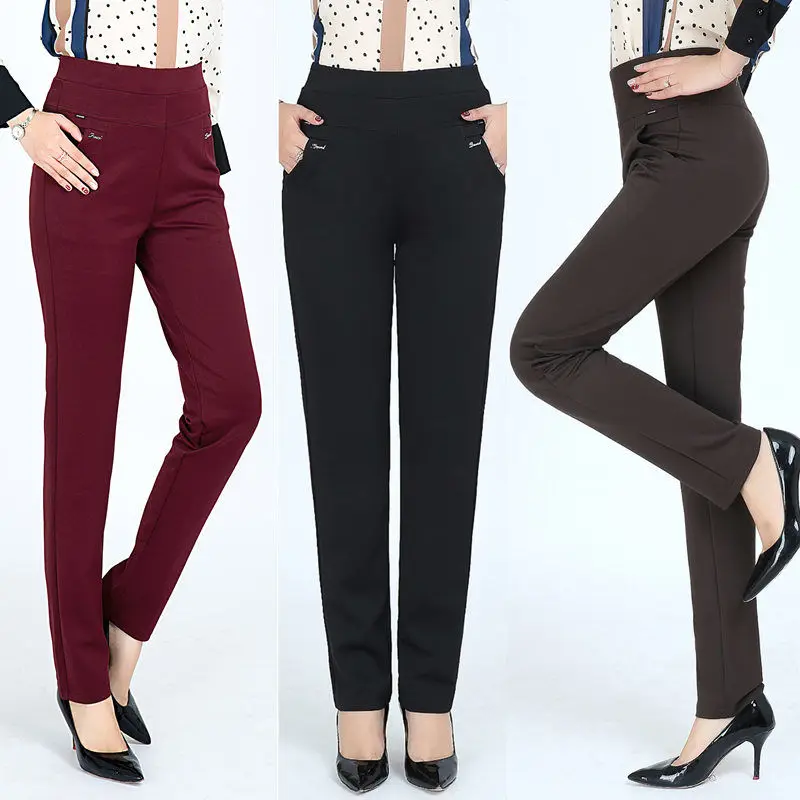 

S-6XLNew autumn winter Plus Size Women's Pants Fashion Solid color Skinny high waist elastic Trousers Fit Lady Pencil Pants