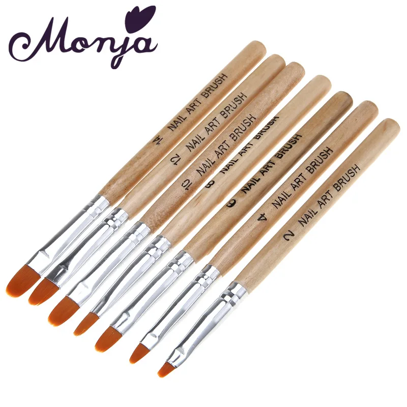(Деревянный цвет) 7 шт. Профессиональный Маникюр УФ гель Кисть ручка прозрачный акриловый дизайн ногтей