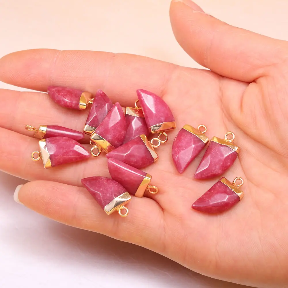 

Fashionable Natural Stone Pendant Shape of Knife 10*20 mm DIY for Necklace Jewelry Stylish Beautiful Agates Rose Quart