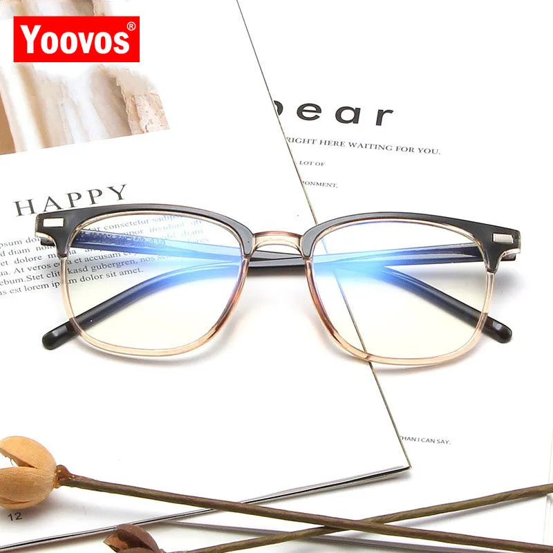 

Yoovos 2023 Glasses Frame Men Square Retro Eyeglasses Frames Blue Light Flat Mirror Glasses For Women Eyewear Gafas De Hombre