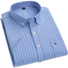 Рубашка Aoliwen мужская из ткани Оксфорд, брендовая Повседневная Удобная приталенная рубашка из 100% хлопка с короткими рукавами, не мнется, большие размеры