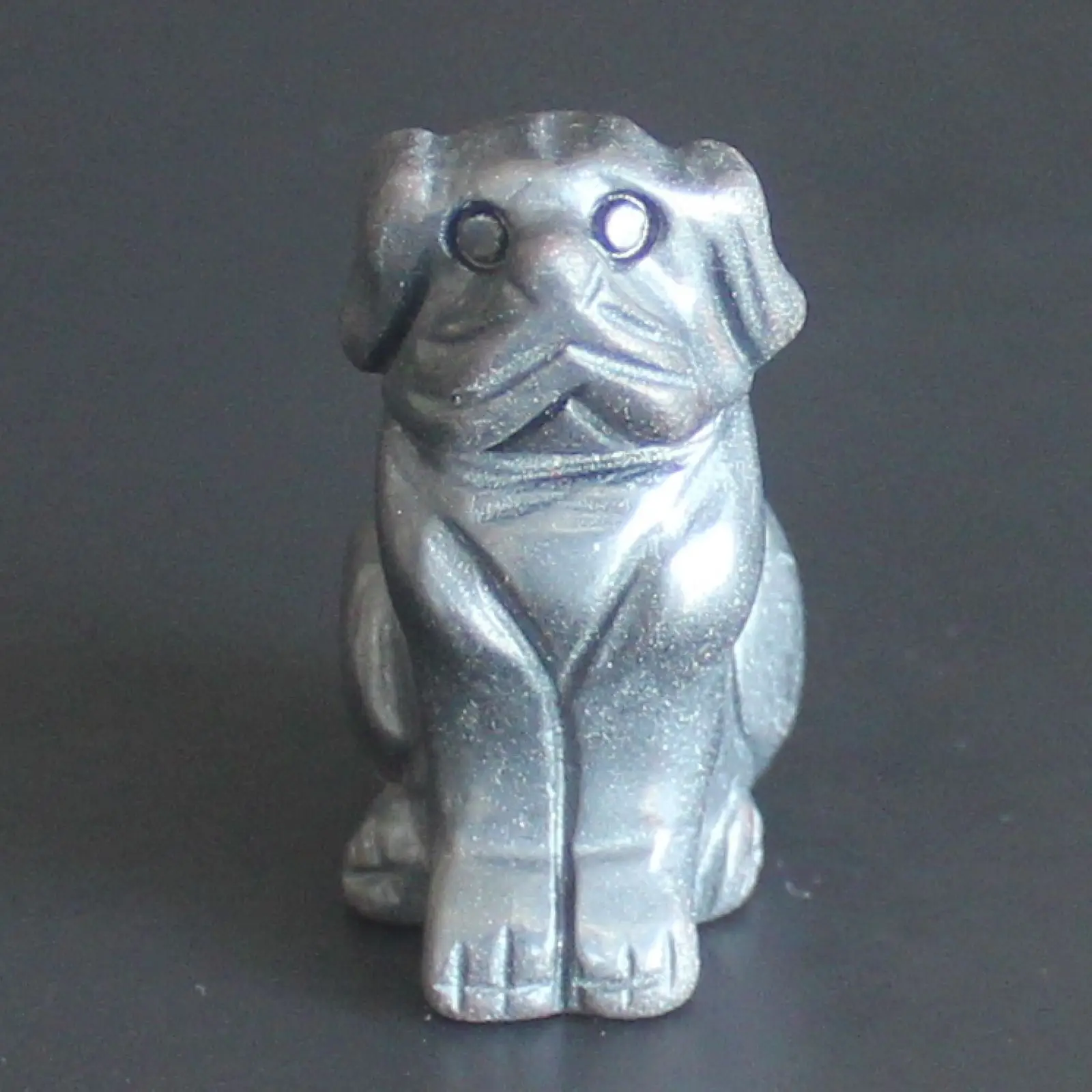 

Hand carved gemstone hematite dog puppy animal figurine animal carving