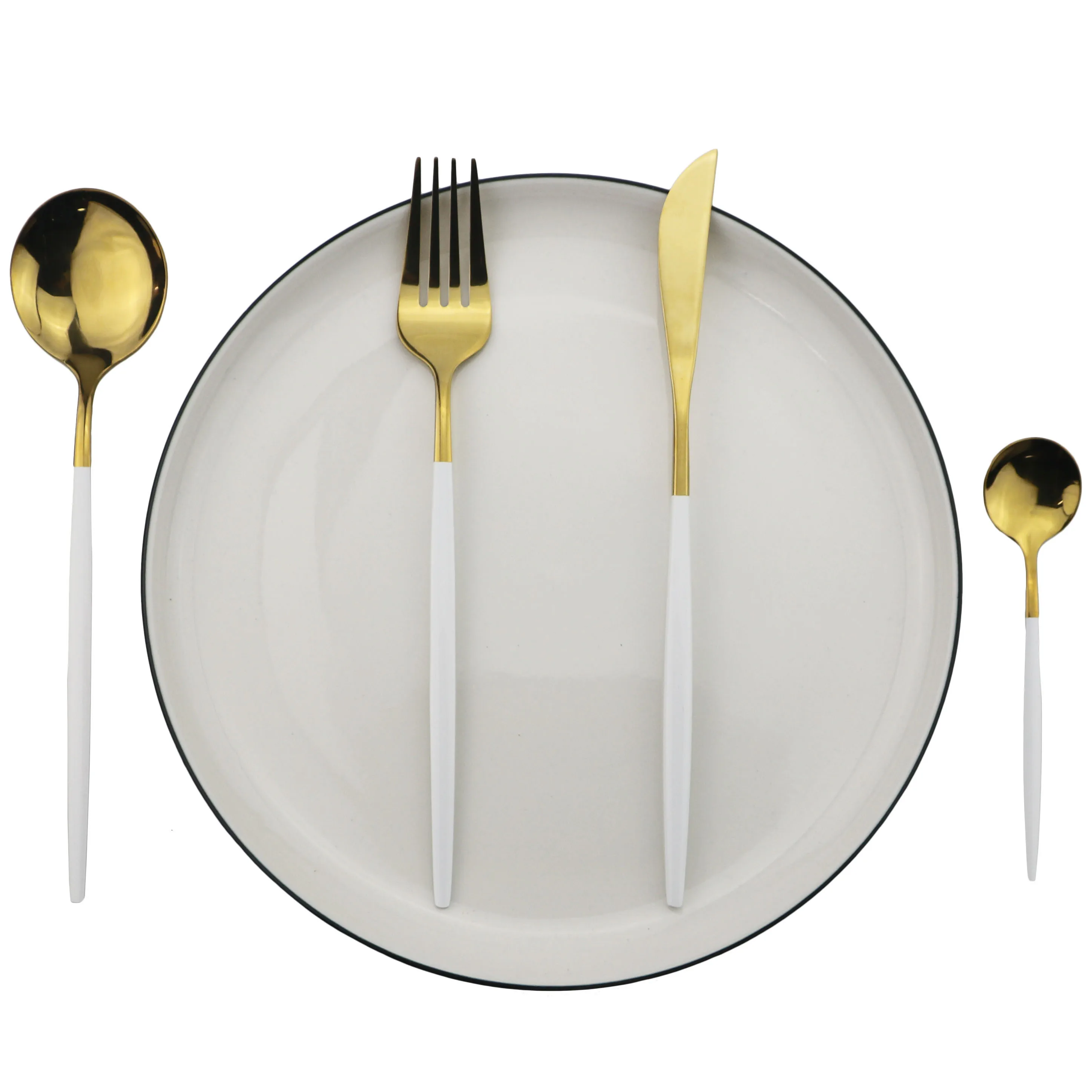 Набор столовых приборов из белого золота набор посуды нержавеющей стали 18/10 16/24/32