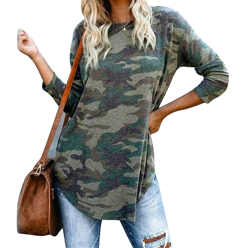 

Camouflage Printing Female T-Shirt Women Long Sleeve Slim T-Shirt Fashion O-Neck Lady Sexy Tops Casual Harajuku Female T-shirt