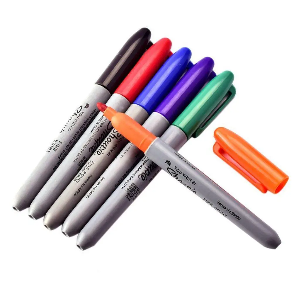 Permanent Markers Eco-friendly Tattoo Pen Sharpie Fine Point 6 Colors Marke | Канцтовары для офиса и дома