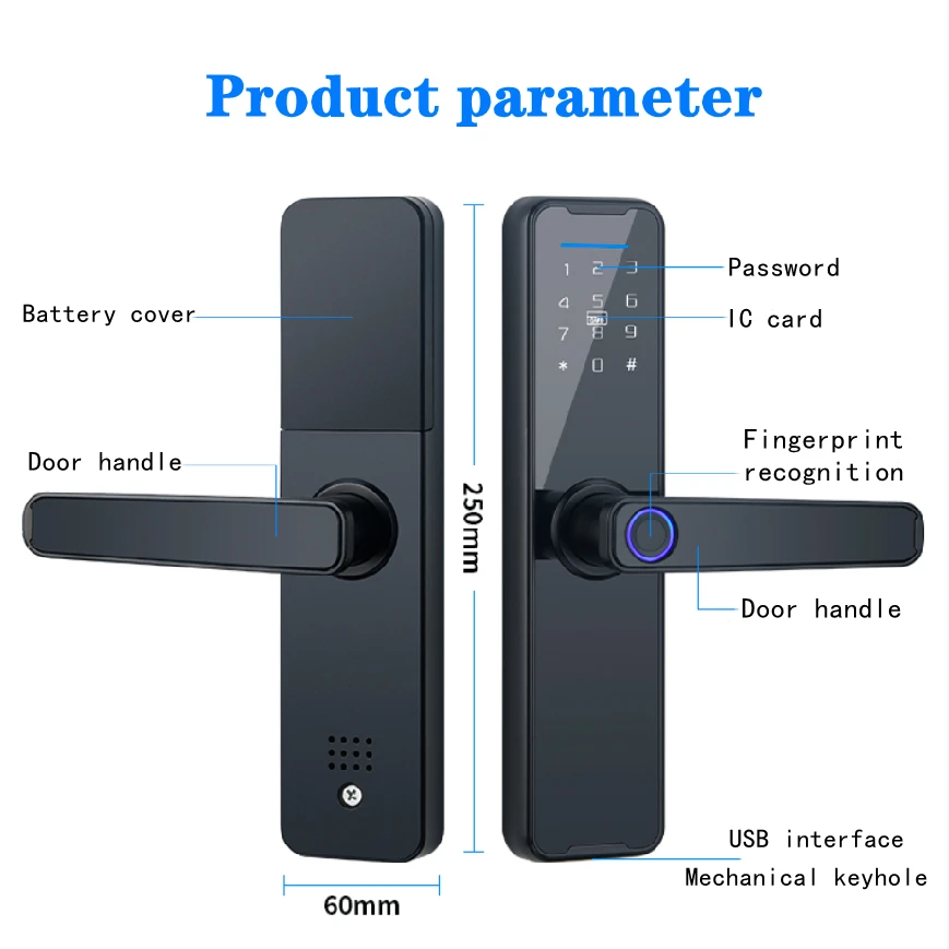 RAYKUBE Biometric Fingerprint Door Lock K7 Black Smart Tuya App Remote Unlocking Keyless Electronic | Безопасность и защита