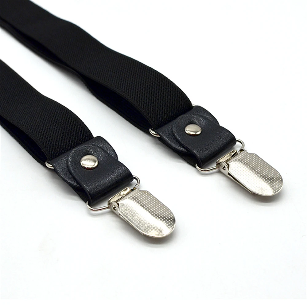 Подтяжки SHOWERSMILE мужские свадебные подтяжки из натуральной кожи с бантом черные 120