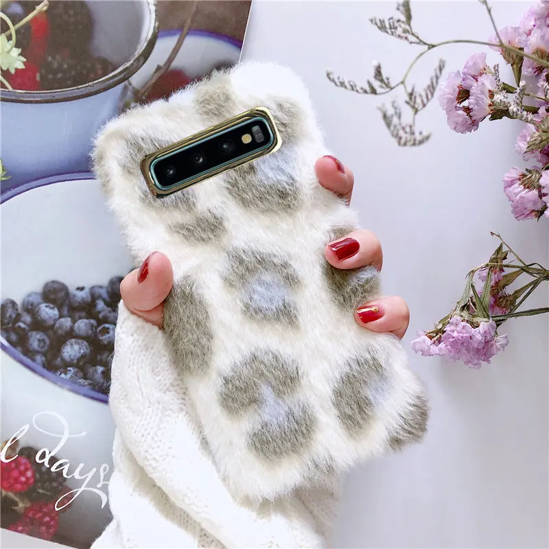 Чехол для Galaxy S9 + G965F/DS теплая плюшевая Силиконовая задняя крышка из меха кролика и