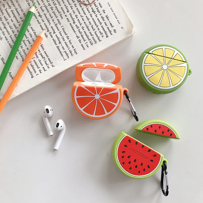 

Silicone for Airpods Protector Case 3D Fruit Watermelon Orange Lemon Case for Airpods 1/2 Case Shockproof Earphone Case Cover