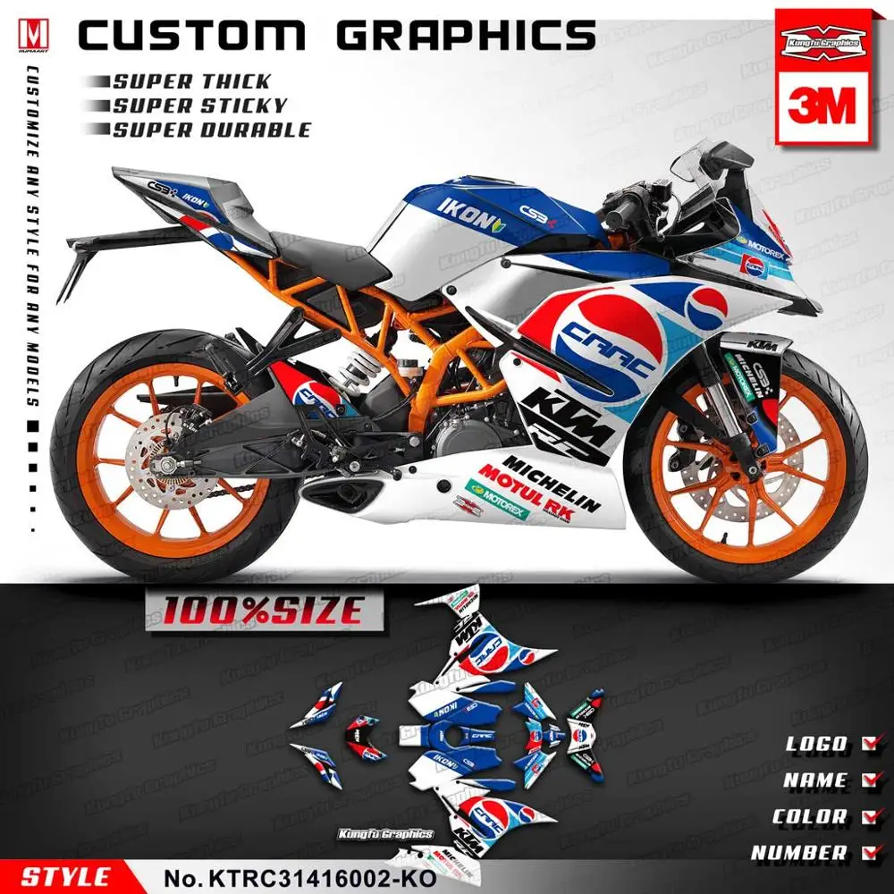 KUNGFU графика наклейки для мотоциклов комплект клейкие черные для KTM RC 125 200 RC125 RC200 Venom стиль - Цвет: KTRC31416002-KO