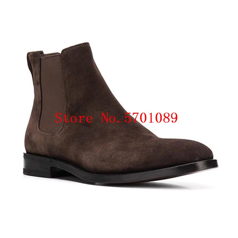 

Chelsea Boots Man Genuine Leather Slip On London Chelsea Boots Suede Leather Kanye West Fashion Western Style Shoes