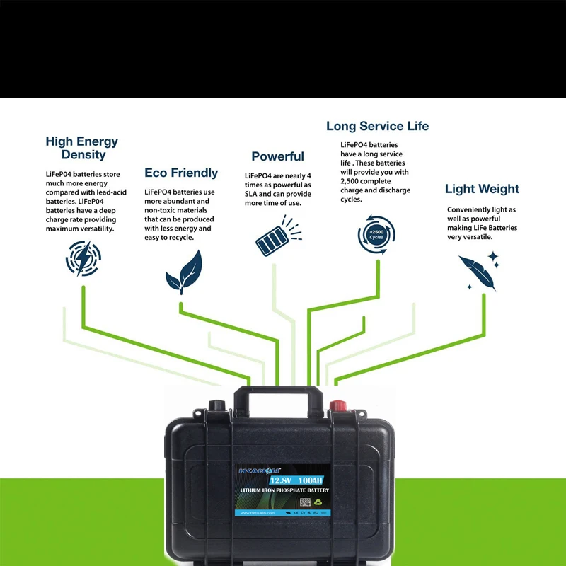 Литий-железо-фосфатный аккумулятор глубокого разряда 12 В 8 Ач 1 кВтч Встроенный BMS