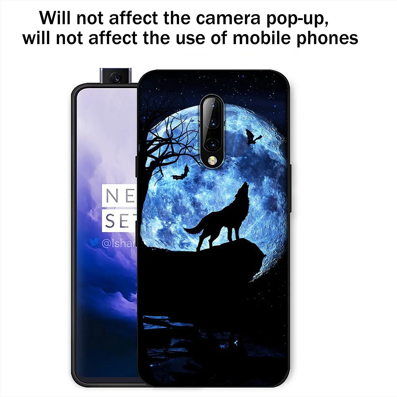 IYICAO Moon roaring wolf Soft Silicone Phone Case for Oneplus 7T 7 Pro 6 6T 5 5T TPU Black Cover One Plus |