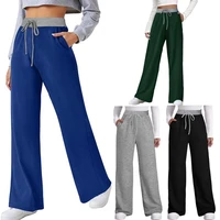 60hotwomen pants contrast color straight autumn winter drawstring elastic waist sweatpants for yoga