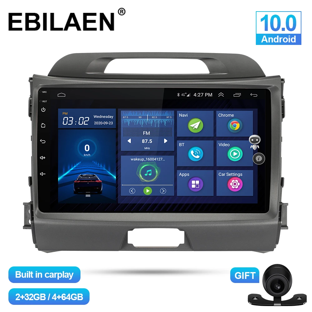 EBILAEN Car Multimedia Player For Kia Sportage 3 4 2010-2016 Android 10.0 Autoradio GPS Navigation DSP IPS Headunit 4G Stereo