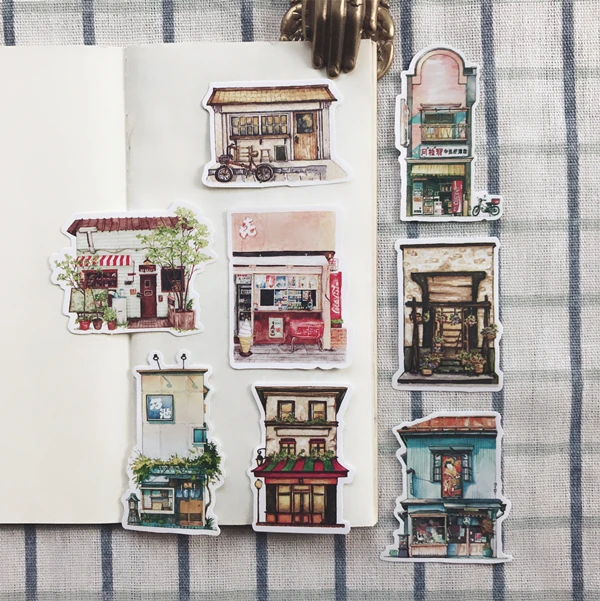 Японский вид улицы/Винтажный дом декоративные наклейки DIY планировщик дневник в стиле Скрапбукинг Стикеры для альбомов