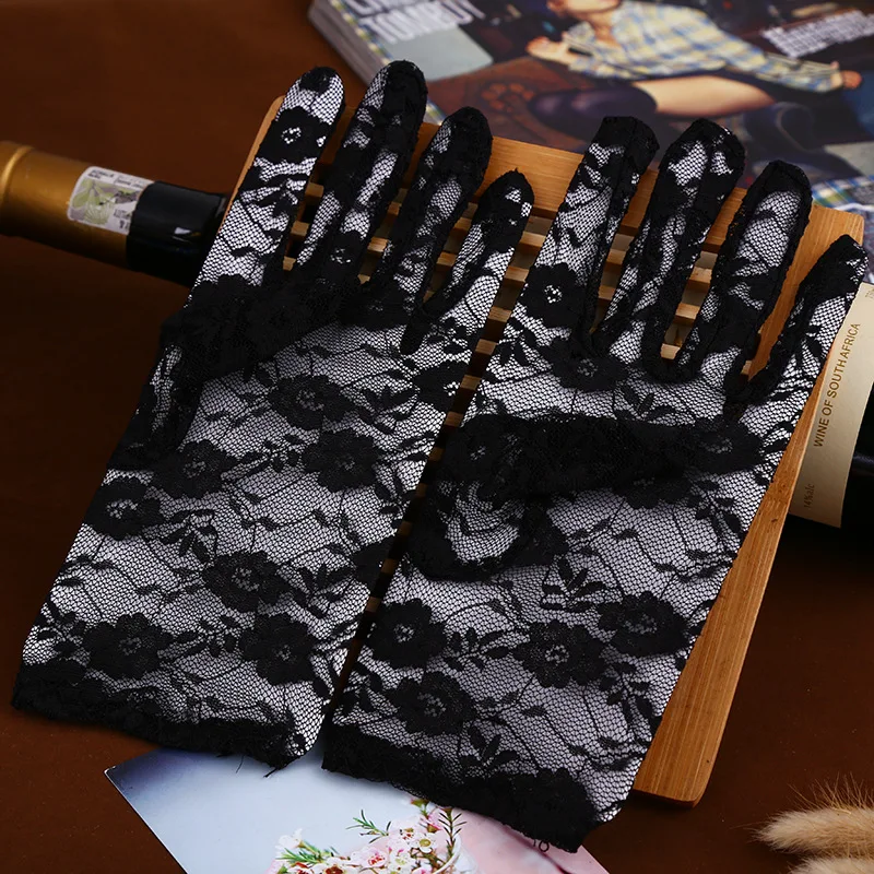 Недорогие фиолетовые Свадебные перчатки кружевные короткие свадебные