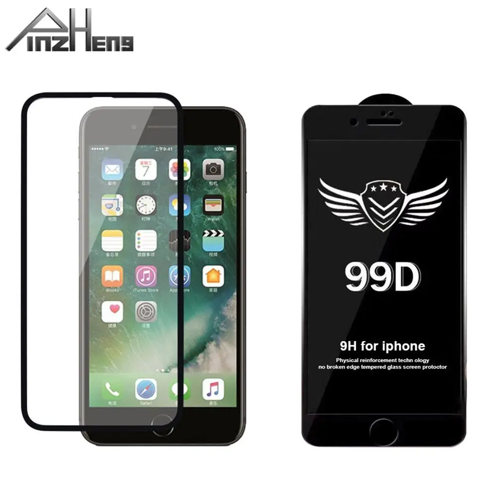 Закаленное стекло 99D с полным покрытием для iPhone 7 8 Plus X Xs Max XR стеклянная пленка