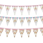 Радуга Единорог бумажные баннеры Единорог День Рождения украшения Дети Единорог партии висит гирлянды из флажков Детские принадлежности для душа